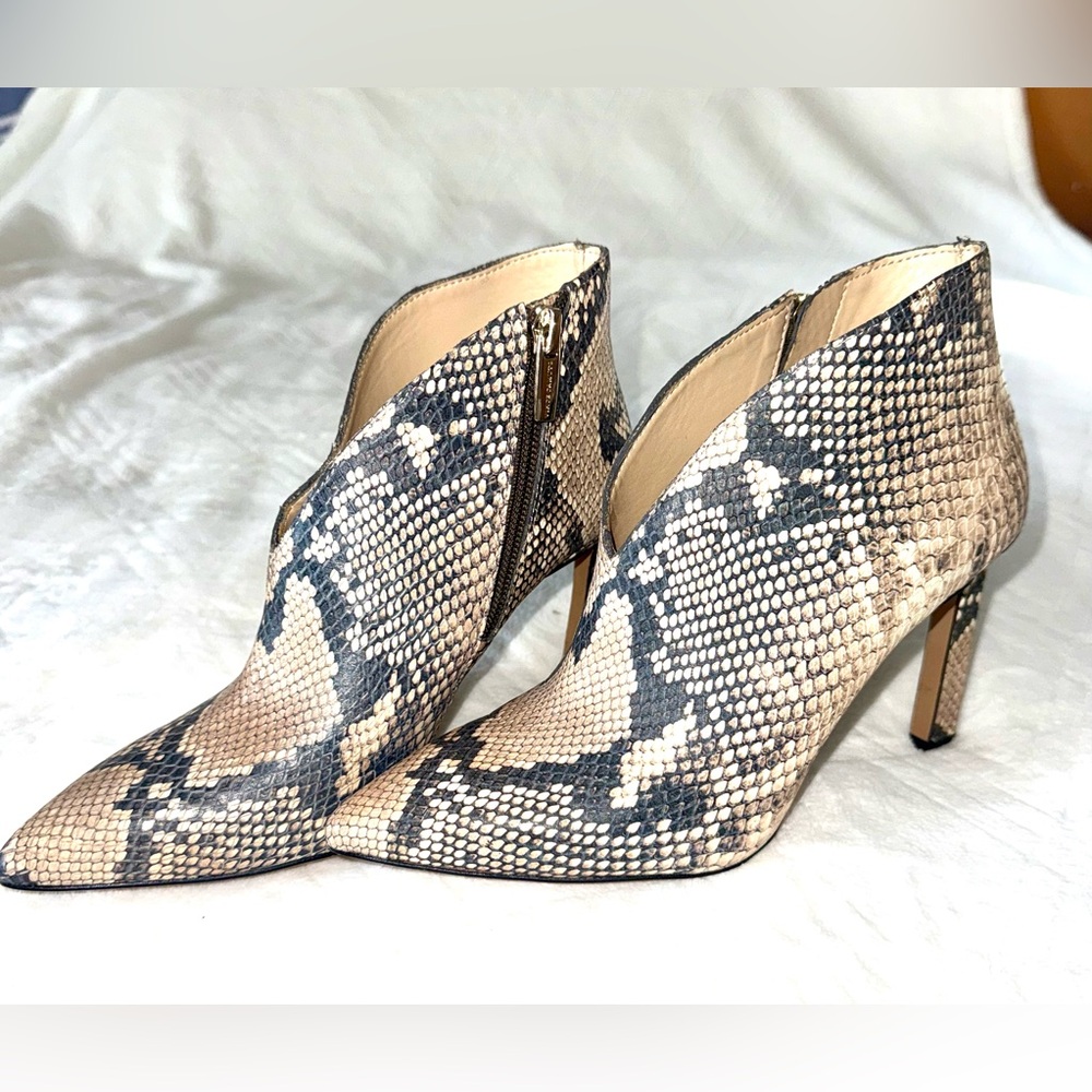 Vince Camuto Snakeskin Ankle Boots - Black and Cream